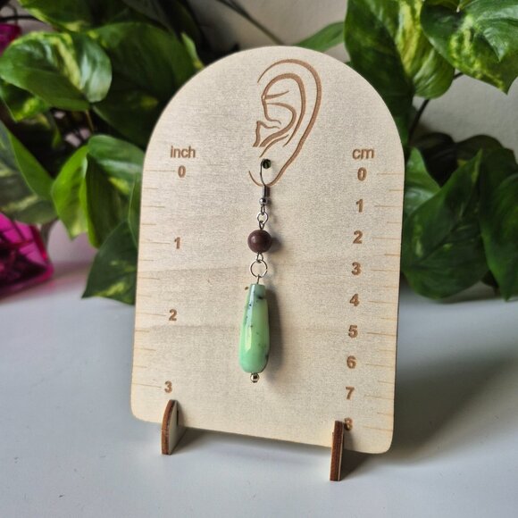 Green Opal Handmade Earrings with Rhodonite - Picture 3 of 3